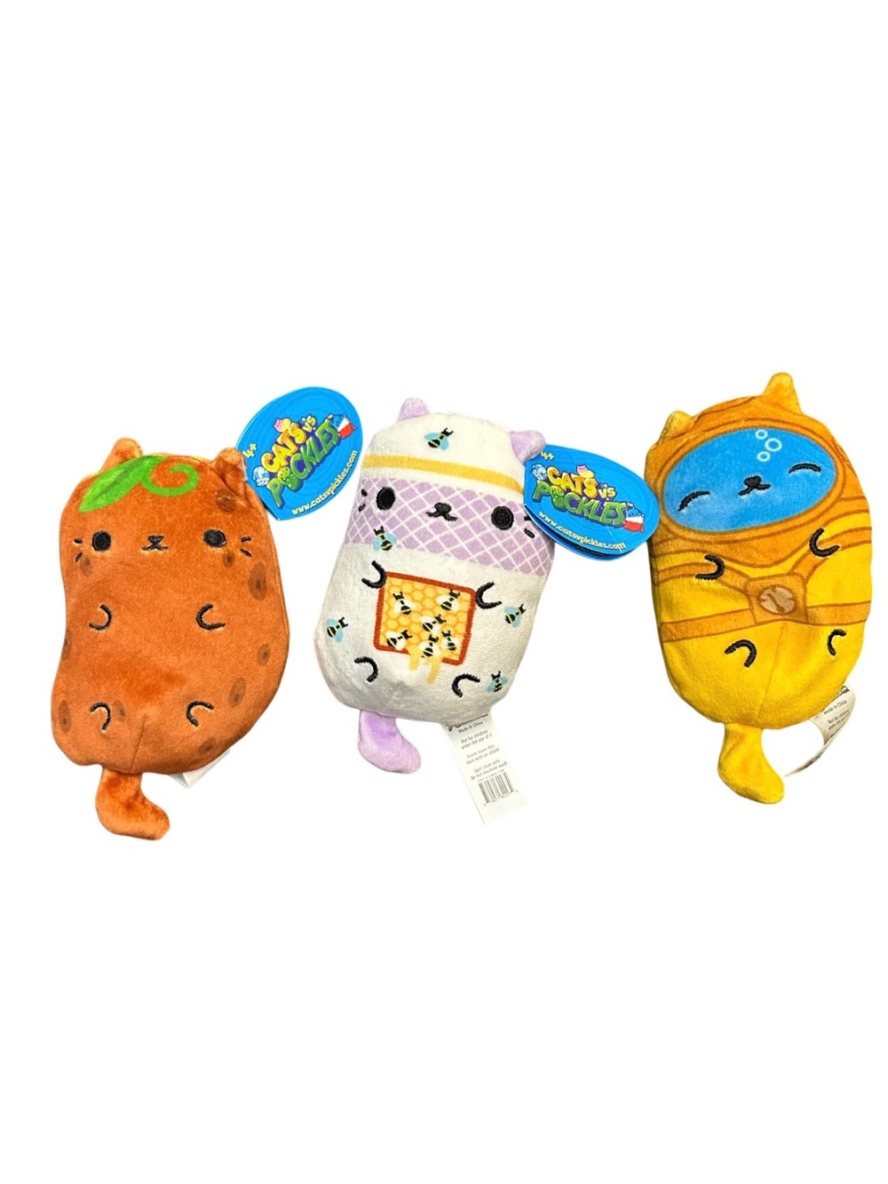 Cats Vs Pickles Bean Bag Plush Toy Set Of 3 Cousteau, Bzzzzzz, Spud